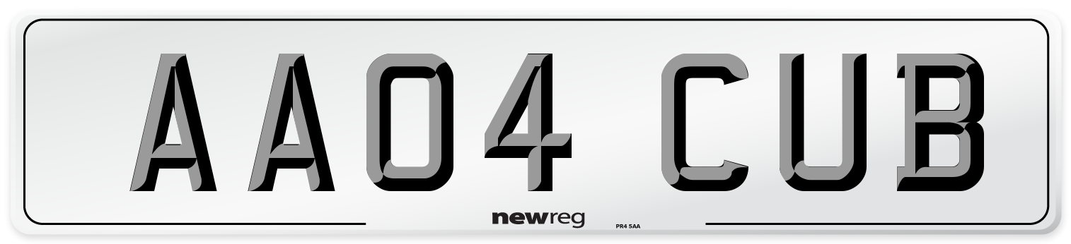 AA04 CUB Number Plate from New Reg